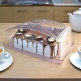 PORTA TORTA RECTANGULAR ROSA TRASLUCIDO