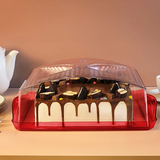 PORTA TORTA RECTANGULAR ROJO TRASLUCIDO