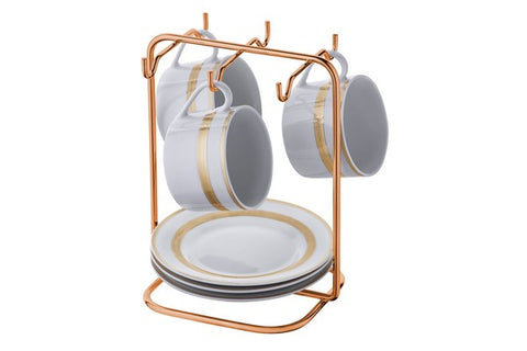 SOPORTE PARA TAZAS Y PLATILLOS DE TÉ - ROSE GOLD