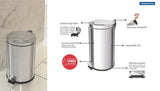 BASURERO ACERO INOX C/PEDAL 20 LTS TRAMONTINA
