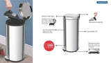 BASURERO ACERO INOX C/PEDAL 30 LTS TRAMONTINA