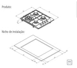 PLACA COCCION INOX 4GX TRI 60 - 4 HORNALLA