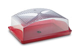 PORTA TORTA RECTANGULAR ROJO TRASLUCIDO